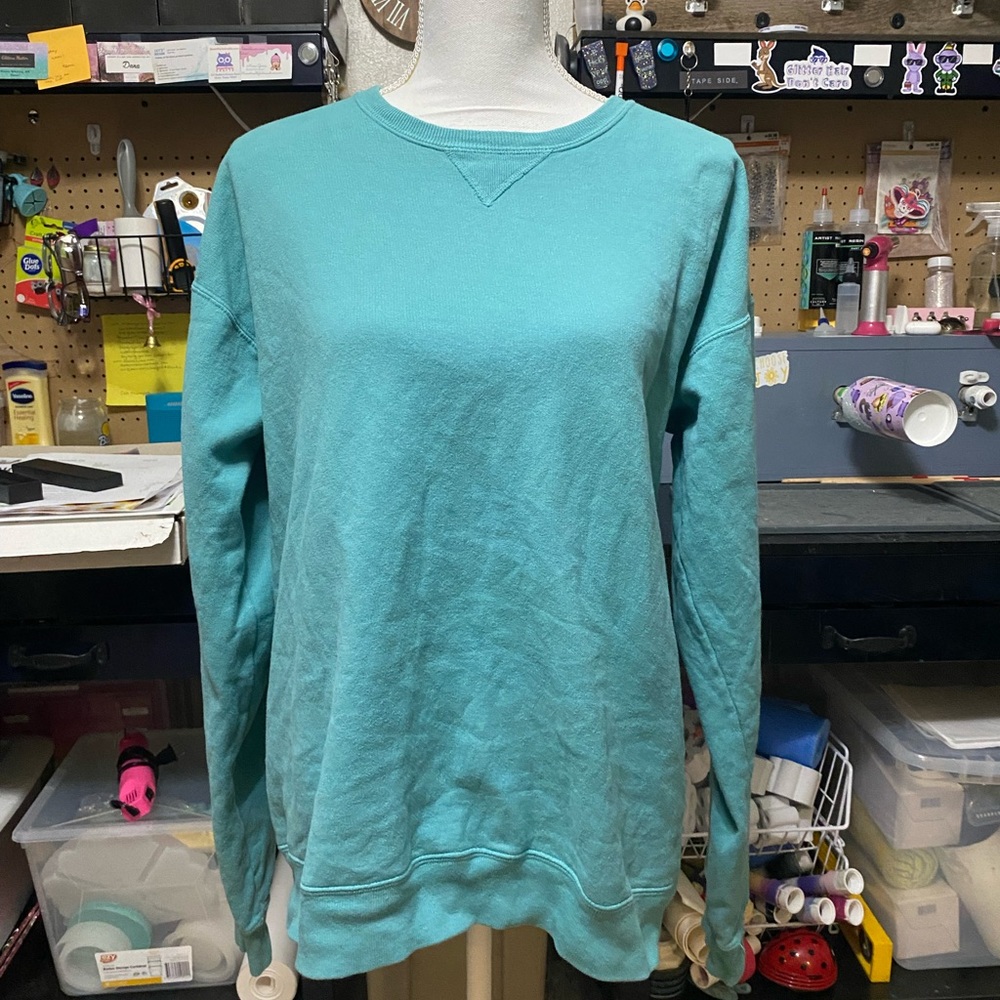 Hanes comfort wash teal crew neck